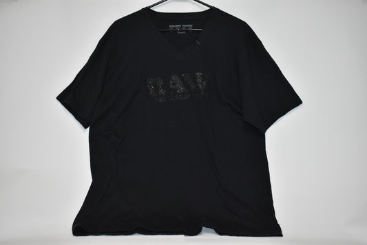 RAWLIFE SPARKLE BLACK LOGO V NECK SHIRT XLARGE