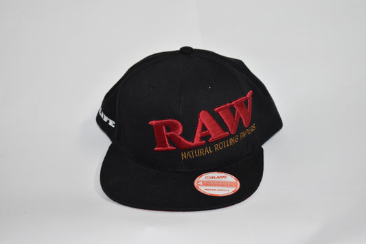 RAW flat bill snapback hat with poker black