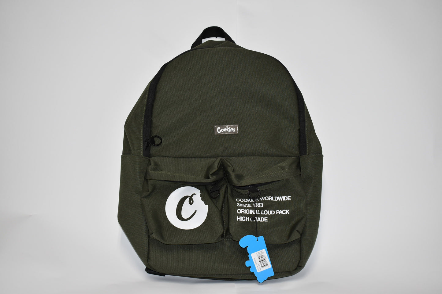 cookies orion canvas nylon smell proof backpack w/print & rubber logo olive